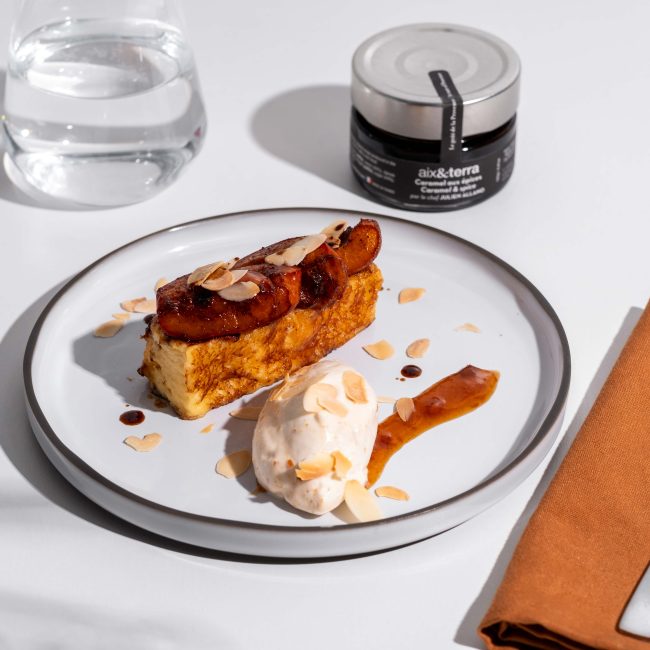 Brioche perdue caramel abricot calissons E23 dessert meylan