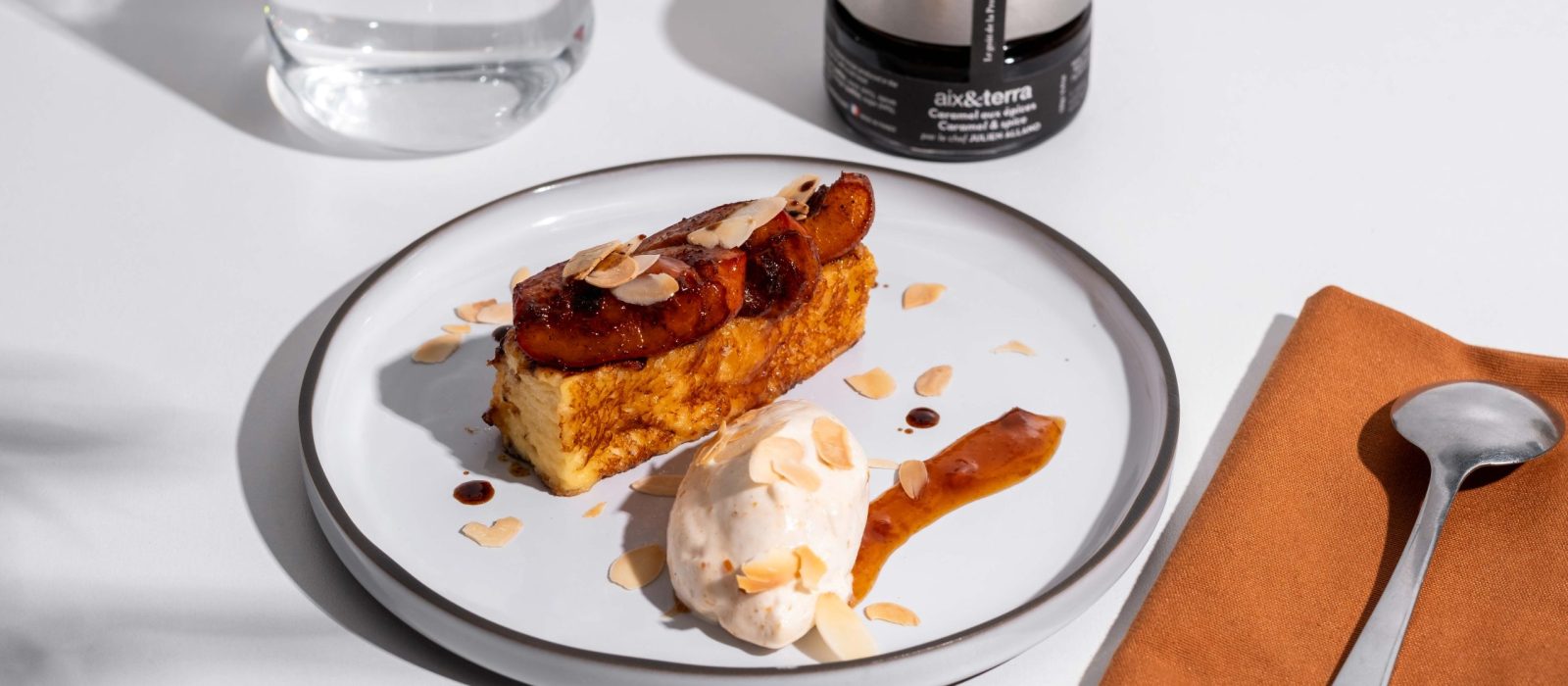 Brioche perdue caramel abricot calissons E23 dessert meylan